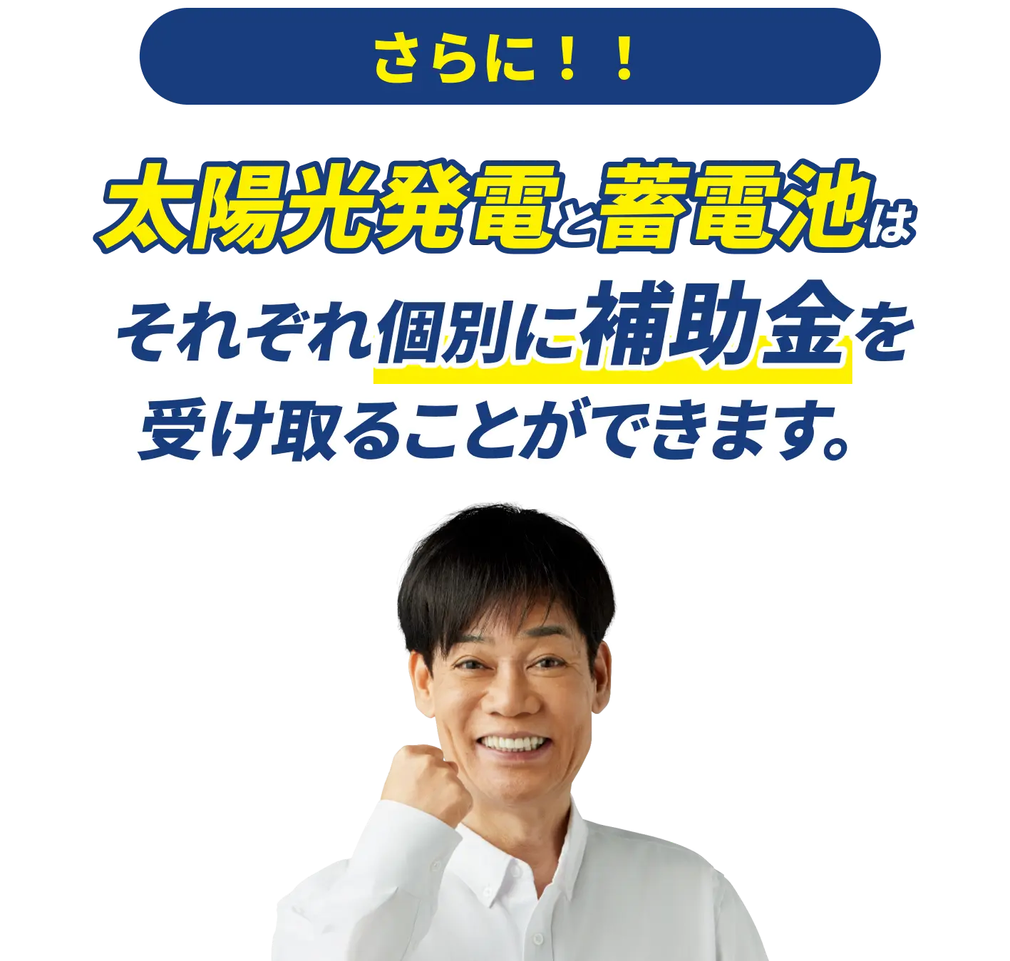 太陽光発電と蓄電池はそれぞれ個別に補助金を受け取ることができます。